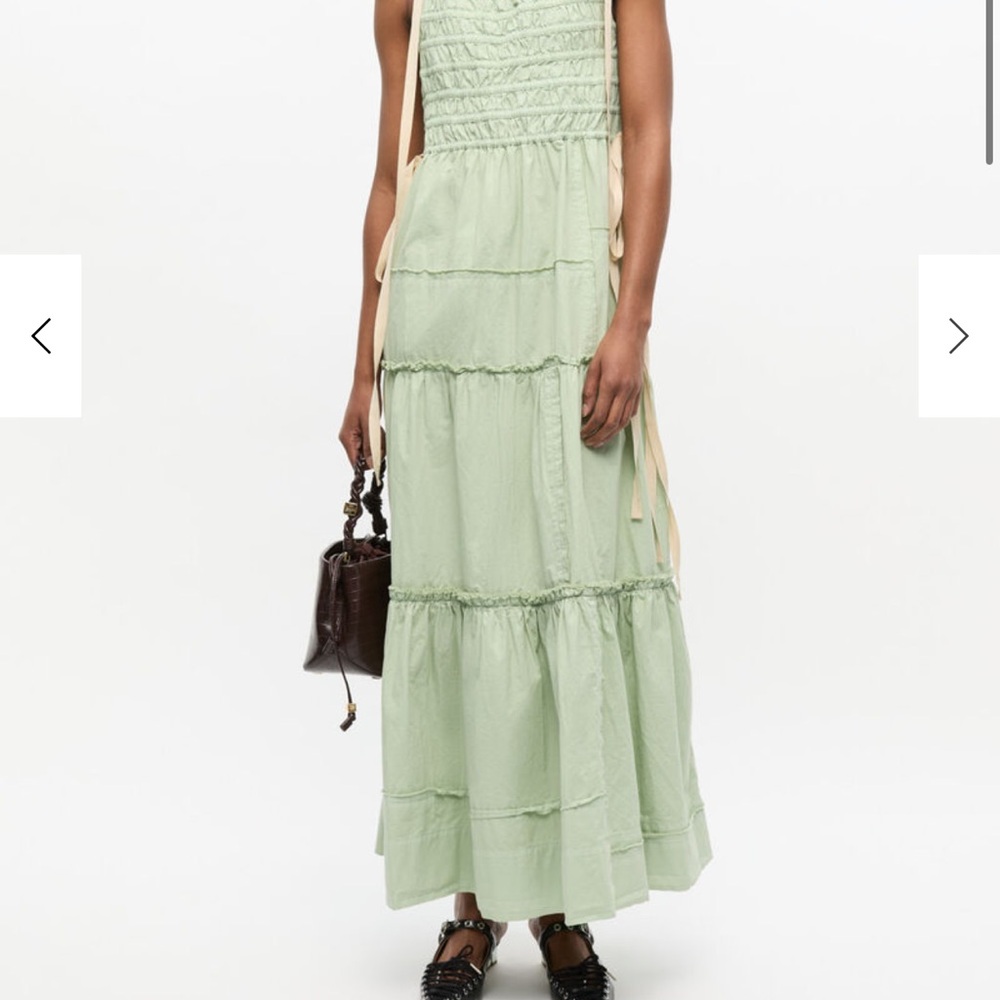 Ganni Light Green Tiered Maxi Dress